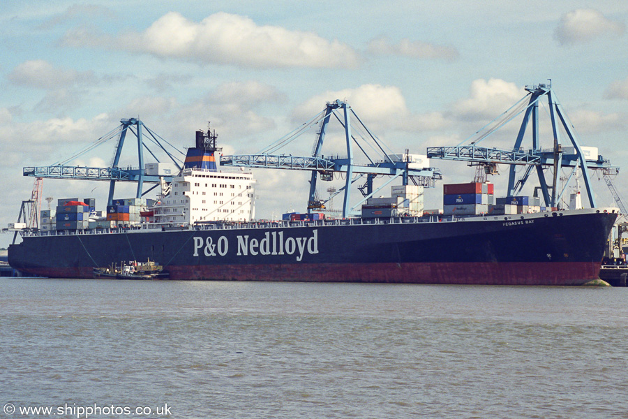 Photograph of the vessel  Pegasus Bay pictured at Northfleet Hope Container Terminal on 1st September 2001