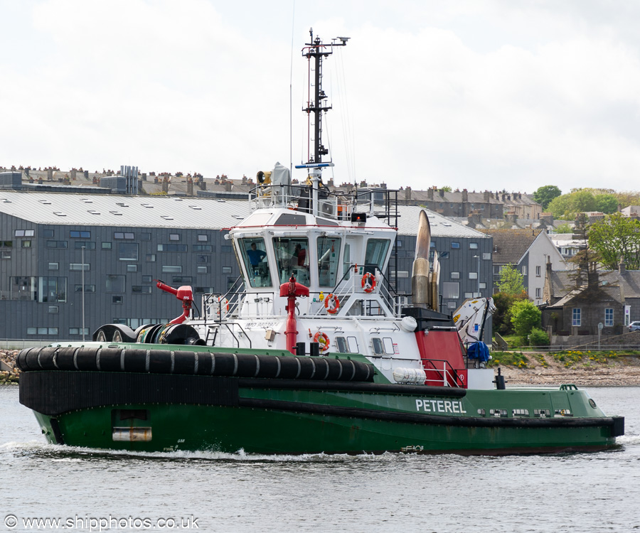 Photograph of the vessel  Peterel pictured departing Aberdeen on 13th May 2022