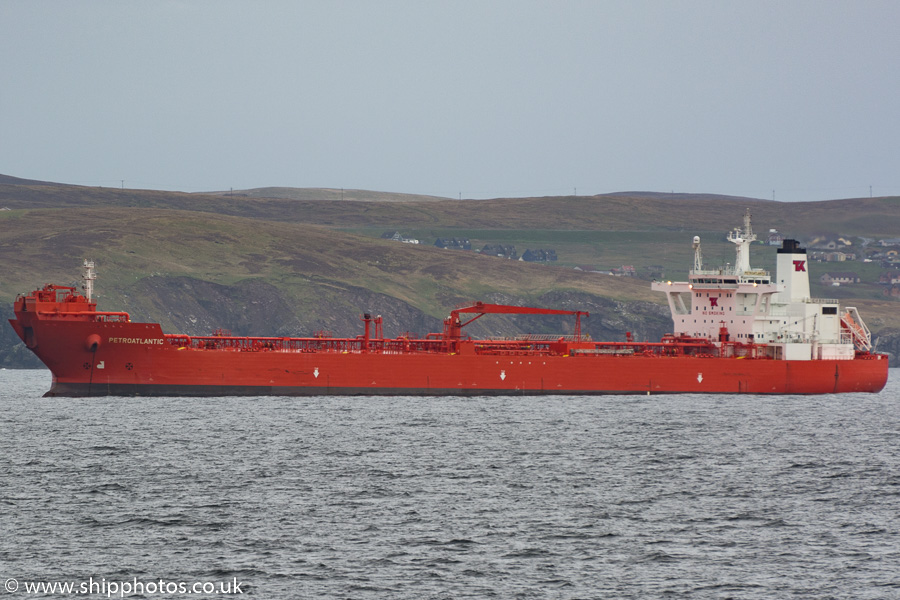 Photograph of the vessel  Petroatlantic pictured at anchor near Lerwick on 18th May 2015