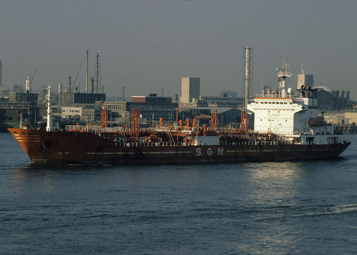 Photograph of the vessel  Polar Belgica pictured passing Vlaardingen on 15th April 1996
