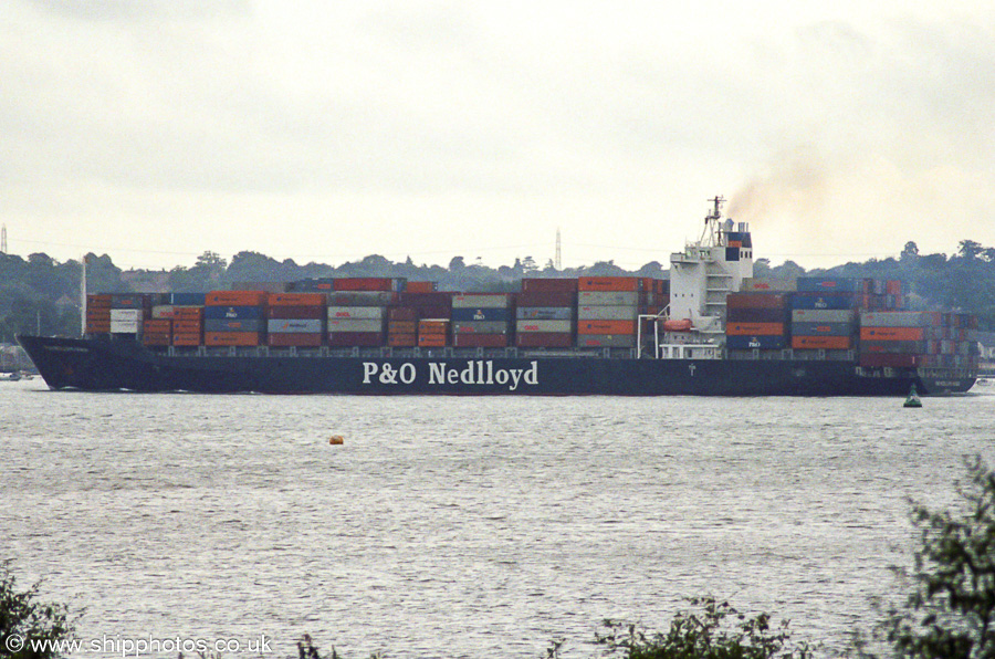 Photograph of the vessel  P&O Nedlloyd Genoa pictured departing Southampton on 2nd September 2001