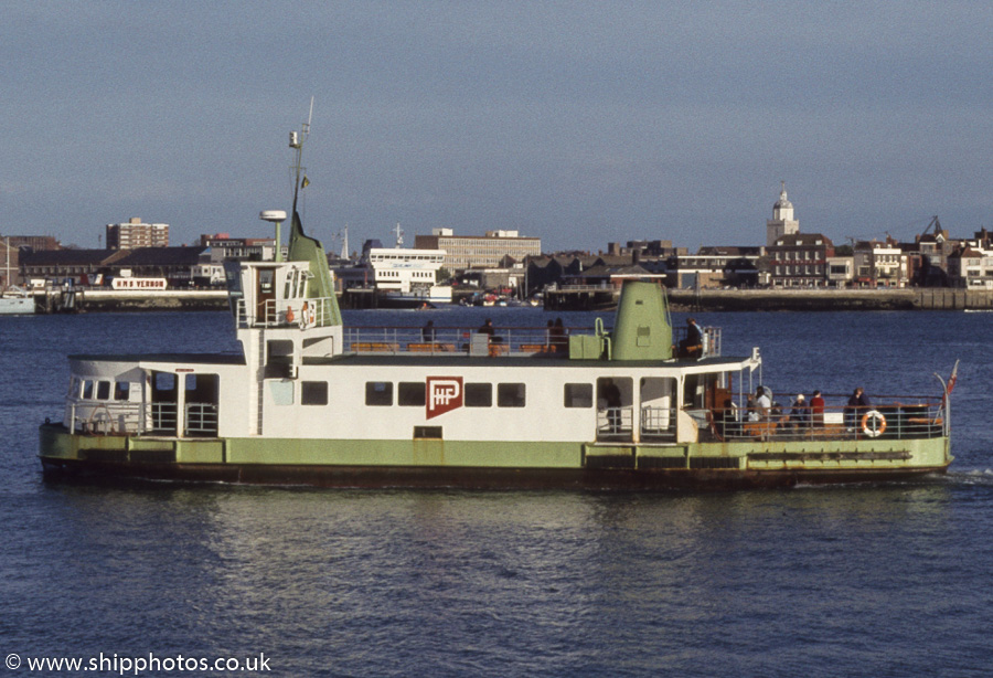 Photograph of the vessel  Portsmouth Queen pictured departing Gosport on 26th August 1985