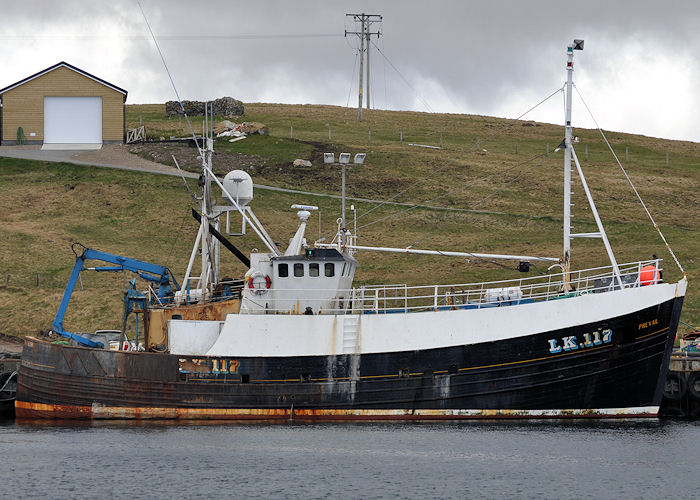 Photograph of the vessel fv Prevail pictured at Symbister on 12th May 2013