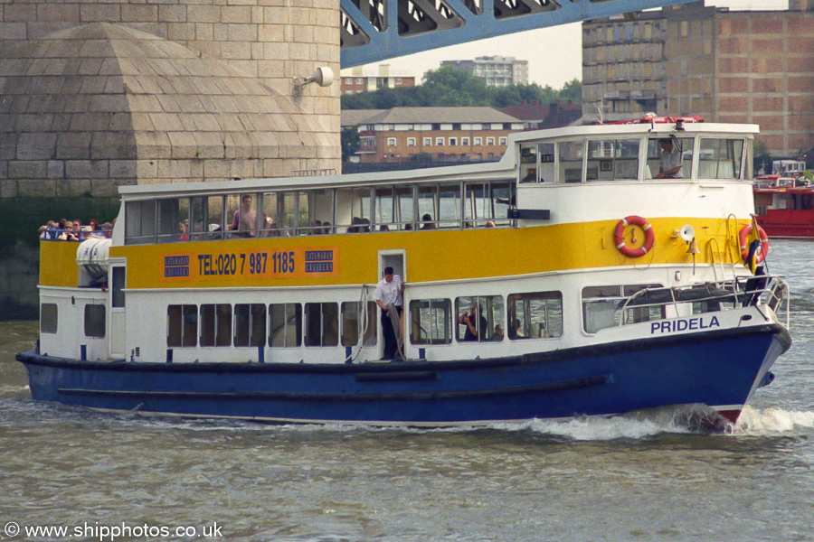 Photograph of the vessel  Pridela pictured in London on 3rd September 2002