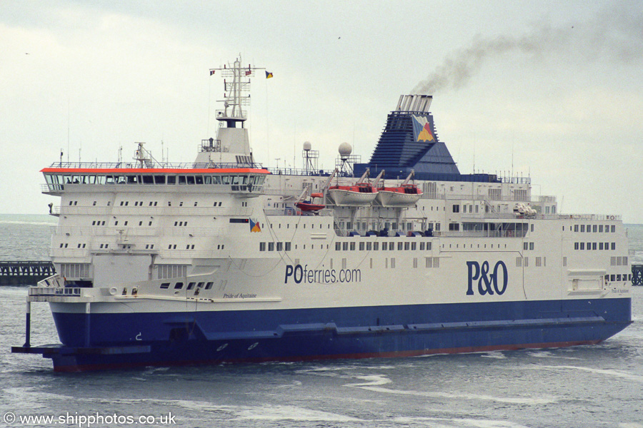 Photograph of the vessel  Pride of Aquitaine pictured arriving at Calais on 13th May 2003