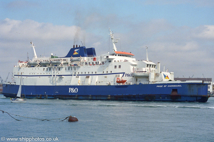 Photograph of the vessel  Pride of Cherbourg A pictured departing Portsmouth Harbour on 29th August 2002