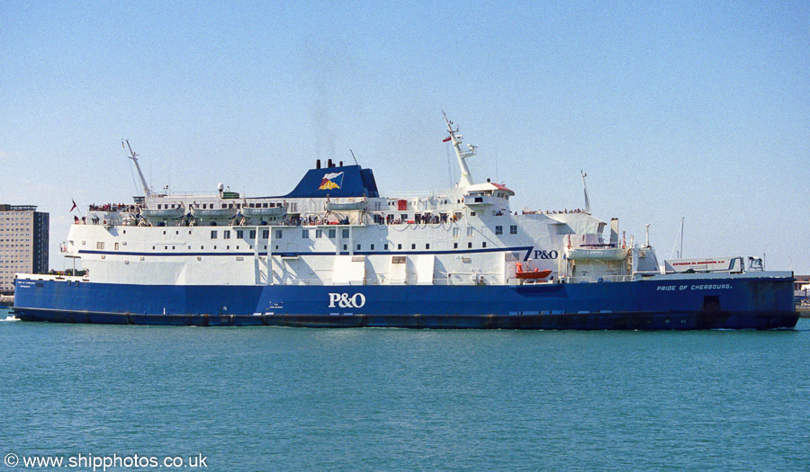 Photograph of the vessel  Pride of Cherbourg A pictured arriving in Portsmouth Harbour on 2nd September 2002