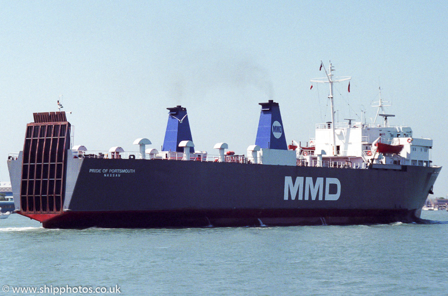 Photograph of the vessel  Pride of Portsmouth pictured entering Portsmouth Harbour on 7th May 1989