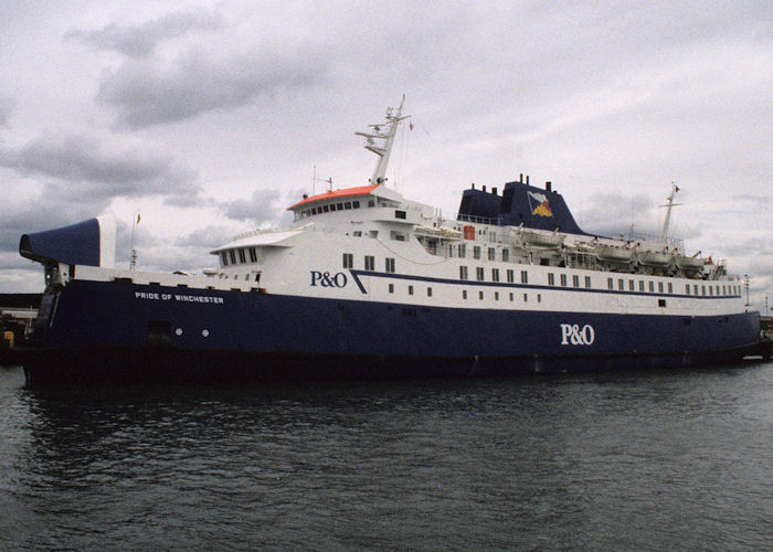 Photograph of the vessel  Pride of Winchester pictured at Portsmouth Ferryport on 24th June 1990