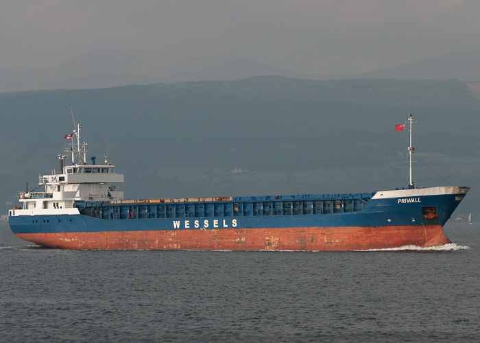Photograph of the vessel  Priwall pictured passing Greenock on 17th September 2014
