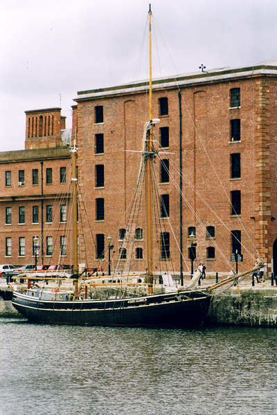 Photograph of the vessel  Queen Galadriel pictured in Canning Half-Tide Dock, Liverpool on 4th August 2000
