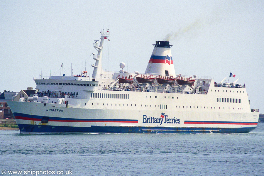 Photograph of the vessel  Quiberon pictured arriving in Portsmouth Harbour on 2nd September 2002