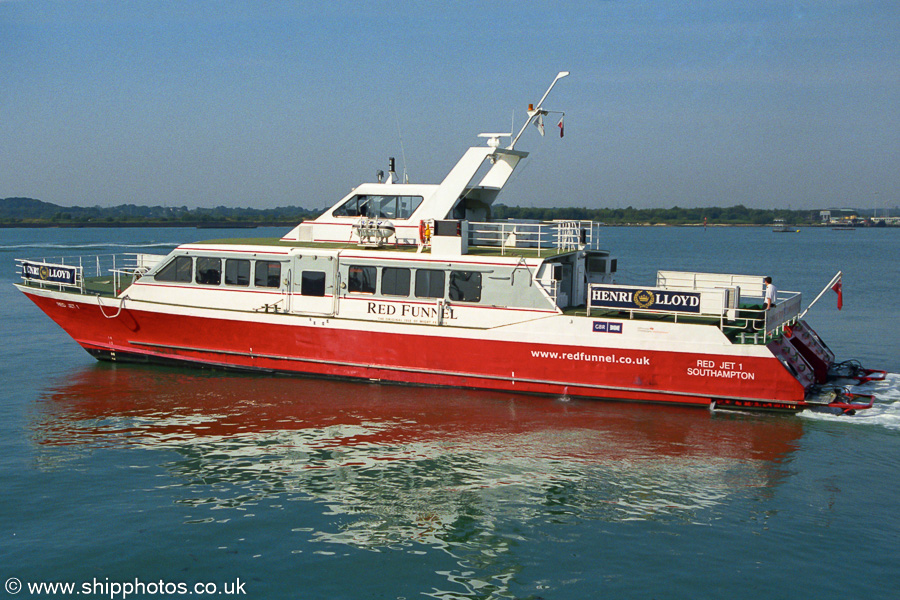 Photograph of the vessel  Red Jet 1 pictured departing Southampton on 2nd September 2002