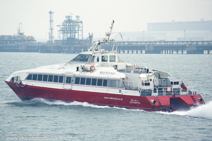 Photograph of the vessel  Red Jet 3 pictured departing Southampton on 12th April 2003