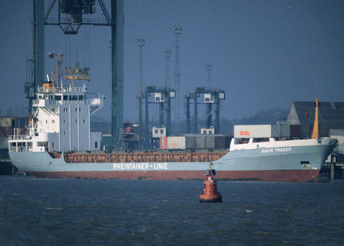 Photograph of the vessel  Rhein Trader pictured at Felixstowe on 13th April 1996