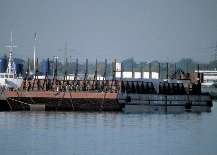 Photograph of the vessel  Rock Supplies Barge 1 pictured at Southampton on 25th October 1997
