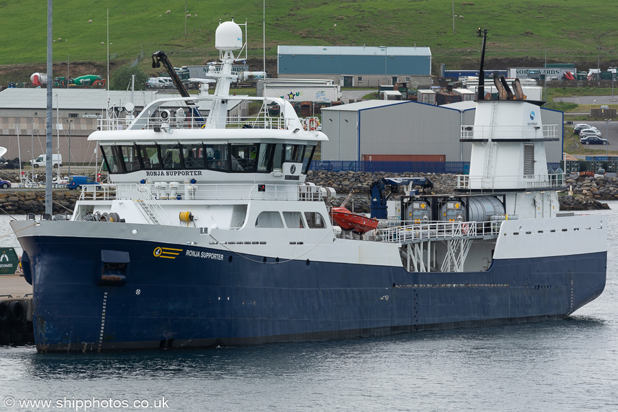 Photograph of the vessel  Ronja Supporter pictured at Mair's Pier, Lerwick on 21st May 2022