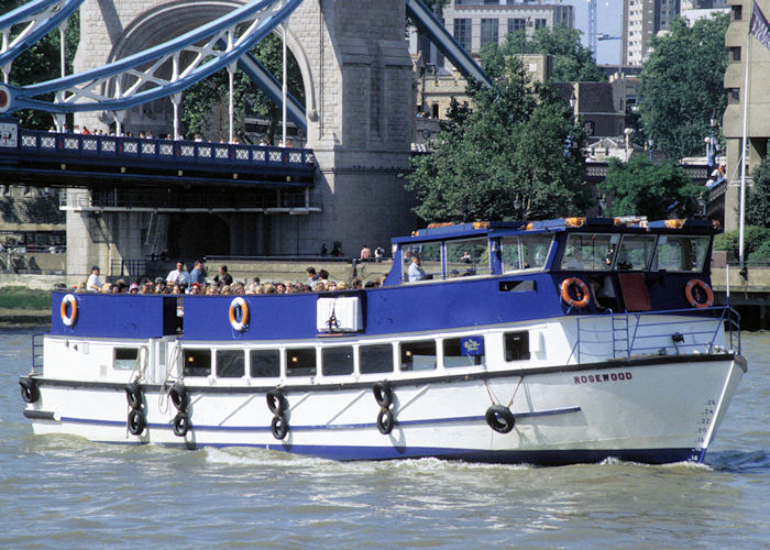 Photograph of the vessel  Rosewood pictured in the Pool of London on 19th July 1997