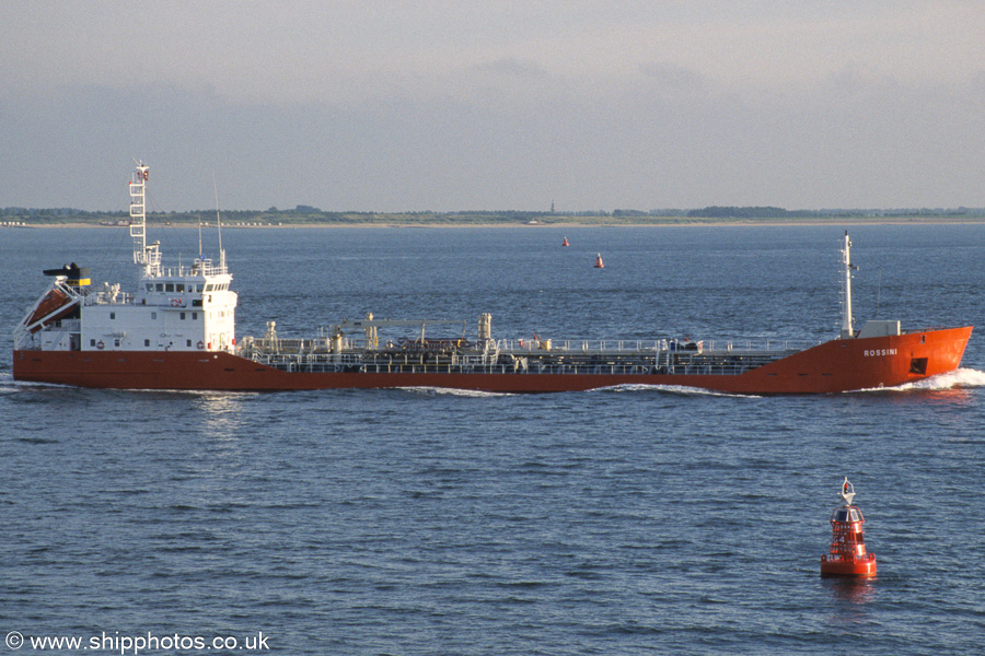 Photograph of the vessel  Rossini pictured on the Westerschelde passing Vlissingen on 18th June 2002