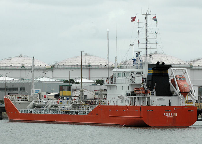 Photograph of the vessel  Rossini pictured in Botlek, Rotterdam on 20th June 2010