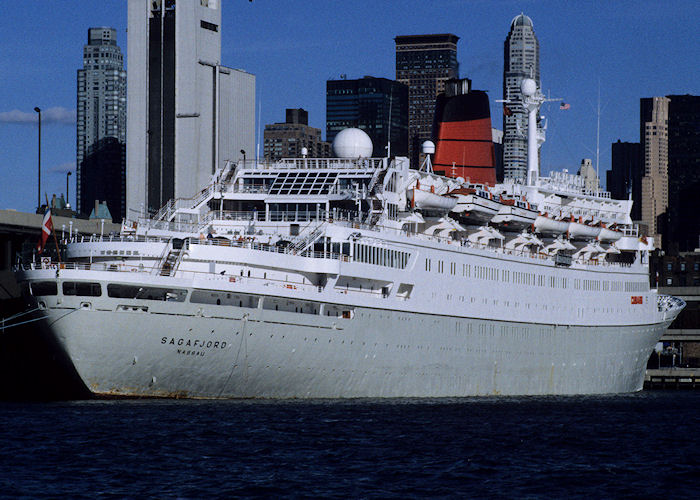 Photograph of the vessel  Sagafjord pictured in New York on 18th September 1994
