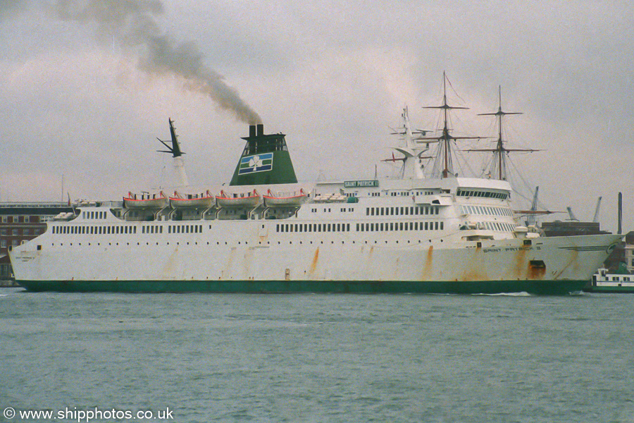 Photograph of the vessel  Saint Patrick II pictured departing Portsmouth Harbour on 30th September 1989