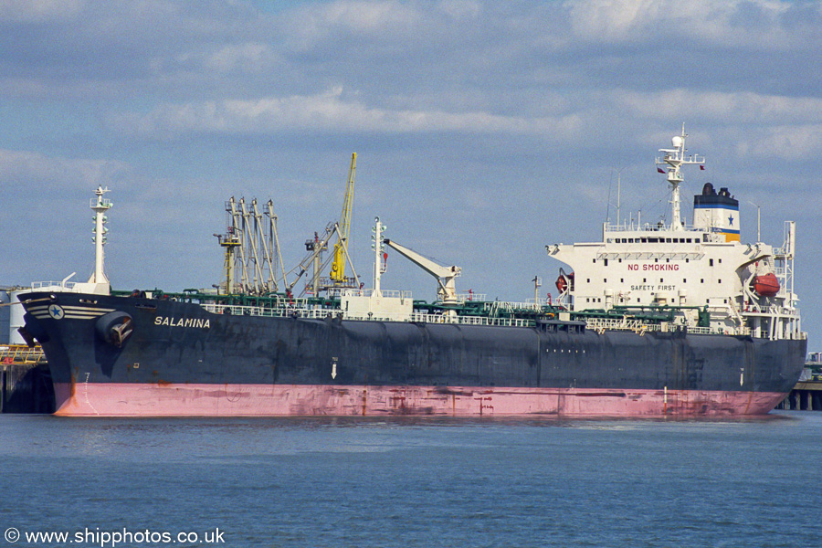 Photograph of the vessel  Salamina pictured at Coryton on 31st August 2002