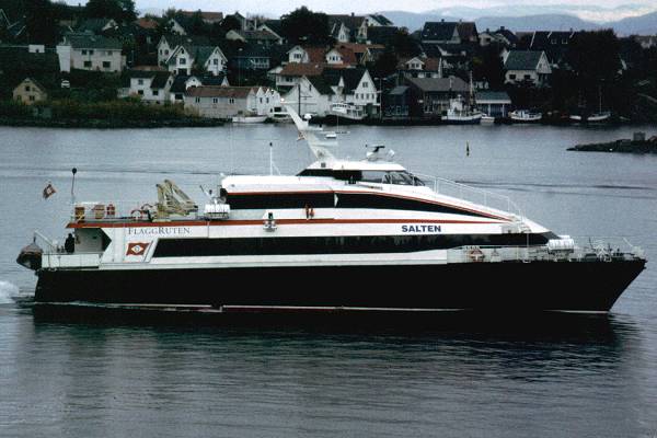 Photograph of the vessel  Salten pictured arriving in Stavanger on 25th October 1998
