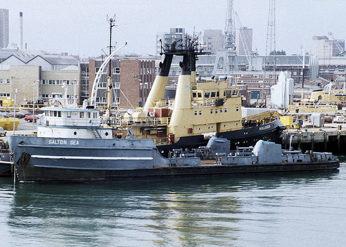 Photograph of the vessel  Salton Sea pictured in Portsmouth Naval Base on 29th June 1990
