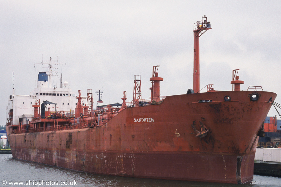 Photograph of the vessel  Sandrien pictured under detention at Amsterdam on 16th June 2002