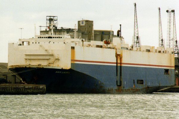 Photograph of the vessel  San Laurel pictured in Southampton on 29th April 1997