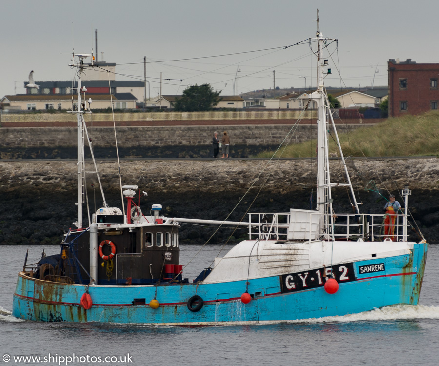 Photograph of the vessel fv Sanrene pictured passing North Shields on 22nd August 2015