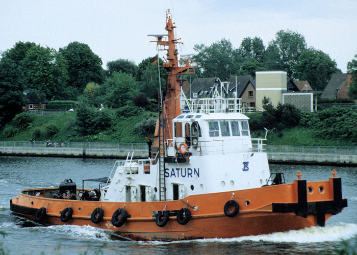 Photograph of the vessel  Saturn pictured passing through Rendsburg on 8th June 1997