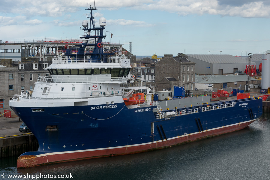 Photograph of the vessel  Sayan Princess pictured at Aberdeen on 17th May 2015