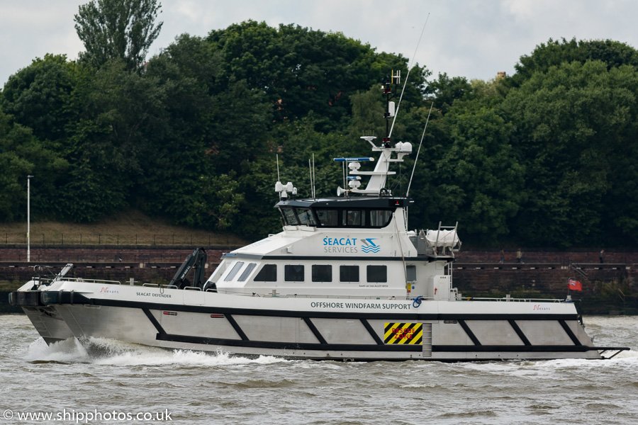 Photograph of the vessel  Seacat Defender pictured approaching Birkenhead on 25th June 2016