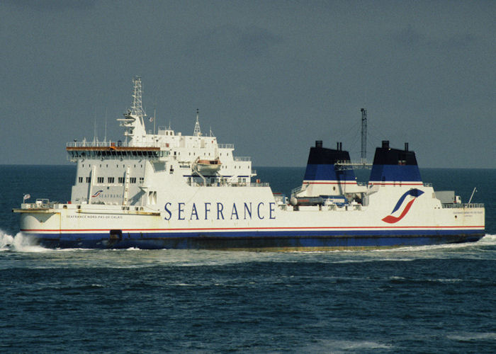 Photograph of the vessel  Seafrance Nord pas-de-Calais pictured departing Calais on 18th April 1997