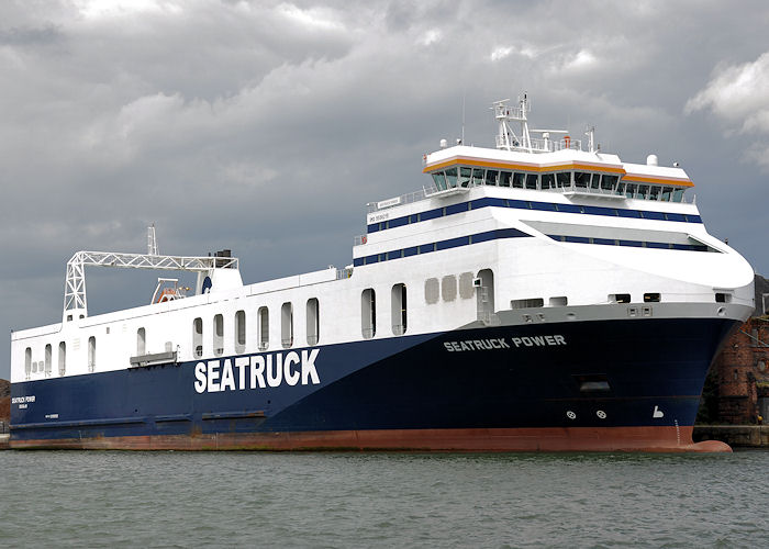 Photograph of the vessel  Seatruck Power pictured in Liverpool Docks on 22nd June 2013