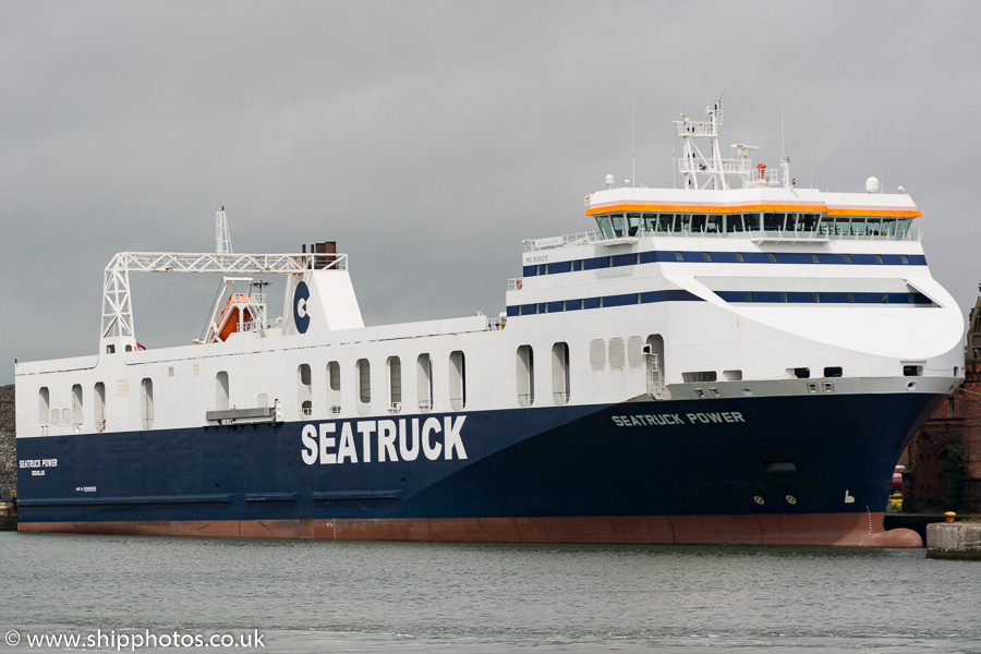 Photograph of the vessel  Seatruck Power pictured in Langton Dock, Liverpool on 20th June 2015