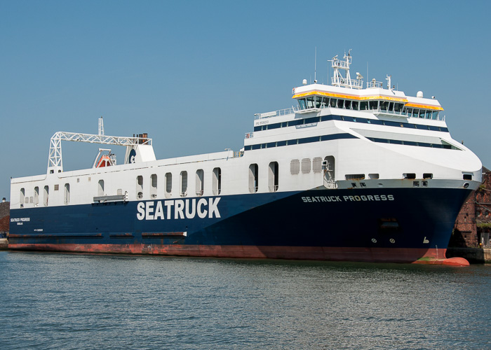 Photograph of the vessel  Seatruck Progress pictured at Liverpool on 31st May 2014