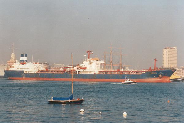 Photograph of the vessel  Seavinha pictured departing Portsmouth Harbour on 13th October 1994