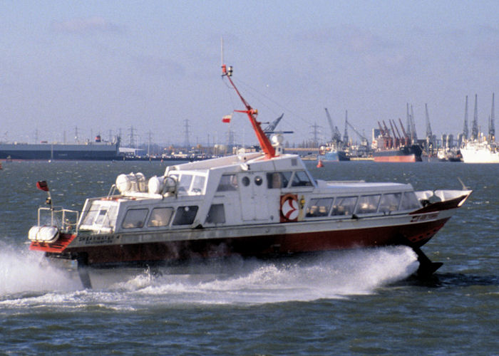 Photograph of the vessel  Shearwater 4 pictured arriving at Southampton on 3rd February 1990