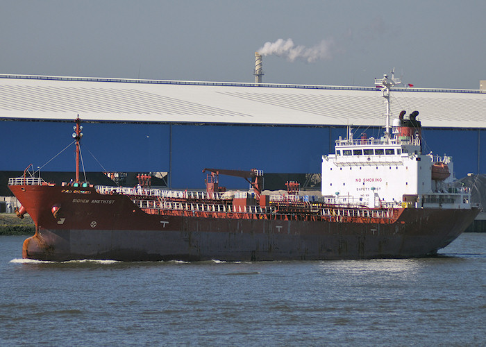 Photograph of the vessel  Sichem Amethyst pictured passing Vlaardingen on 27th June 2011