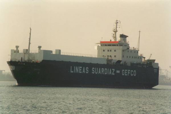 Photograph of the vessel  Simbad pictured departing Southampton on 29th September 1997