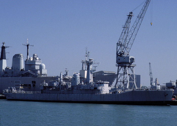 Photograph of the vessel HMS Sirius pictured laid up in Portsmouth Naval Base on 21st July 1996