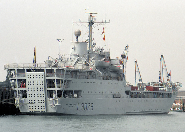 Photograph of the vessel RFA Sir Lancelot pictured at Gosport on 29th August 1987