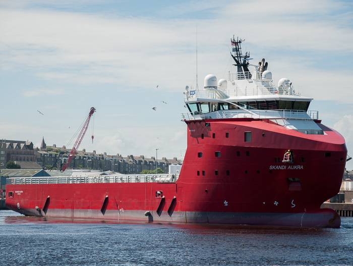 Photograph of the vessel  Skandi Aukra pictured at Aberdeen on 9th June 2014