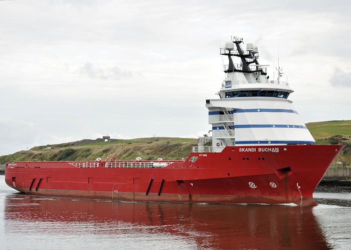 Photograph of the vessel  Skandi Buchan pictured arriving at Aberdeen on 13th September 2013