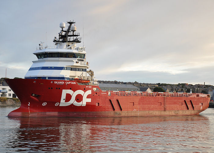 Photograph of the vessel  Skandi Captain pictured departing Aberdeen on 13th September 2013