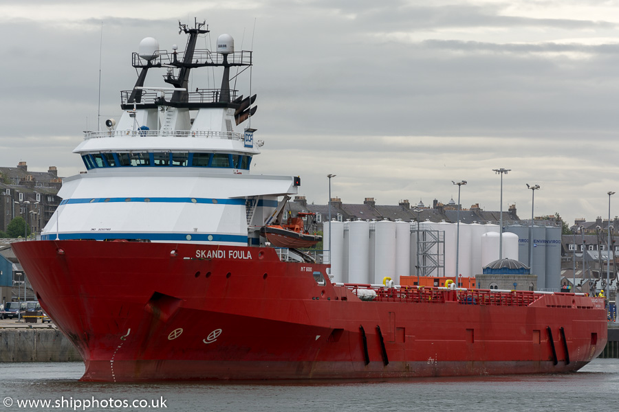Photograph of the vessel  Skandi Foula pictured departing Aberdeen on 23rd May 2015