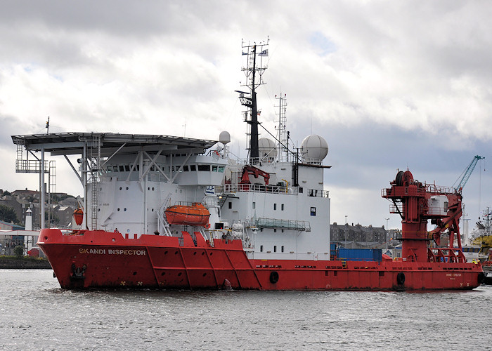 Photograph of the vessel  Skandi Inspector pictured departing Aberdeen on 14th September 2012